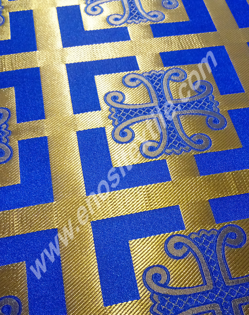 KL-011 Navy Blue-Gold Brocade Fabrics